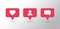 Follower notification. Social media set notifications icons: like, follower, comment. Red new message bubble. Friend