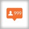 Followers orange icon. 999 followers.