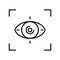 Following eye line icon, concept sign, outline vector illustration, linear symbol.