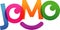 FOMO word vector illustration. Joy Of Missing Out. Colored rainbow text. Vector banner. Corporate concept. Gradient Text