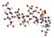 Fondaparinux anticoagulant drug molecule. 3D rendering. Atoms are represented as spheres with conventional color coding: hydrogen