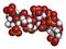 Fondaparinux anticoagulant drug molecule. 3D rendering. Atoms are represented as spheres with conventional color coding: hydrogen