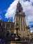 Fonde dos cabalos Fountain of horses in Santiago de Compostela, Galicia, Spain, with the Cathedral at the background