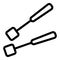 Fondue fork icon outline vector. Pot cooking