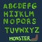 Font abc alphabet illustration green color monster concept