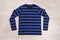 Font blue striped long sleeve sweater