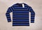 Font blue striped long sleeve sweater with label