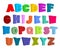 Font children. Colorful alphabet. Letters in child style.