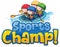 Font design template for word sports champ with kids rafting