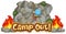 Font design for word camp out with girl climbing rocks