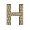 Font on a embossed metal sheet. The letter H is cut out of white paper on the background of a weathered sheet of metal with a