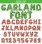 Font garland. New Year and Christmas Alphabet decorated with garland