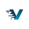 Font letter  vmotion speed fast move particle pixel digital logo design