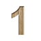 Font on light wood. The digit one, 1 is cut out of paper on a the background of vertical wood planks. Set of decorative wooden