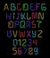 Font neon. Realistic brilliant, fluorescent font for holiday decoration