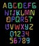 Font neon. Realistic brilliant, fluorescent font for holiday decoration