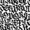 Font pattern, medieval gothic. Vector. European modern gothic. Black letters on a white background. All letters are handwritten wi