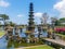 Fontain tower in the pond in Tirta Gangga temple