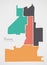 Fontana California Map with districts and modern round shapes