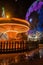 Fonte Nova`s garden with Christmas market and colored ferris wheel near Ria de Aveiro at night