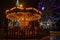 Fonte Nova`s garden with Christmas market and colored ferris wheel near Ria de Aveiro at night