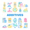 Food Additives Formula Collection Icons Set Vector