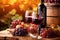 food alcohol winery glass background beverage party drink grape wine bottle. Generative AI.