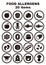 Food allergens 20 items icon set