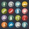Food allergens circle flat vector icons