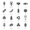 Food allergens grey coloured vector icons