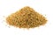 Food for aquarium fish isolated on a white background. Pile of granules to feed tropical aquarium fish. Granule fish