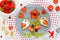 Food art idea for kids - bird pancakes with strawberry kiwi blue
