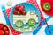 Food art for kids - edible car sandwich with fruit and berries