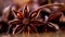 Food background with close-up of star anise on vintage black table.