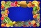 Food background - Frame of assorted juicy fruit