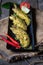 Food background pabda fish in mustard sauce. Close up, selective focus.