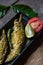 Food background pabda fish in mustard sauce. Close up, selective focus.