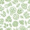 Food background, vegetables seamless pattern. Healthy eating - lettuce, iceberg salad, parsley, dill, spinach leaf line