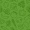 Food background, vegetables seamless pattern. Healthy eating - tomato, garlic, carrot, pepper, broccoli, cucumber line