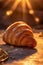 food bakery bokeh cup french background background drink morning breakfast croissant table. Generative AI.