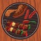 food on barbecue grill. Vector illustration decorative design