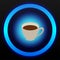 Food button, Coffee, Drink icon on blue and black button vector illustration in black background for food choice maschine or web
