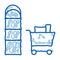 Food Cart near Counters doodle icon hand drawn illustration