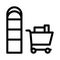 Food Cart near Counters Icon Vector Outline Illustration