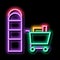 Food Cart near Counters neon glow icon illustration