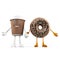 Food character - coffee cup and donut