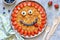 Food for children. Funny sun with a smile