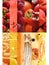 Food collage. Fruits and vegetables. Healthy vegetarian food. Free space for text. Menu cover, assortment.