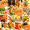 Food Collage. Gourmet Restaurant Fish and Seafood