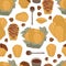 Food collection Delicious chocolate madeleines with Hazelnut Seamless pattern